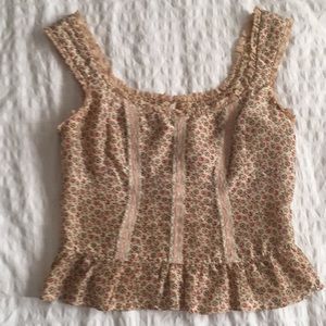 Nanette Lepore size 2 silk tank top with ruffles